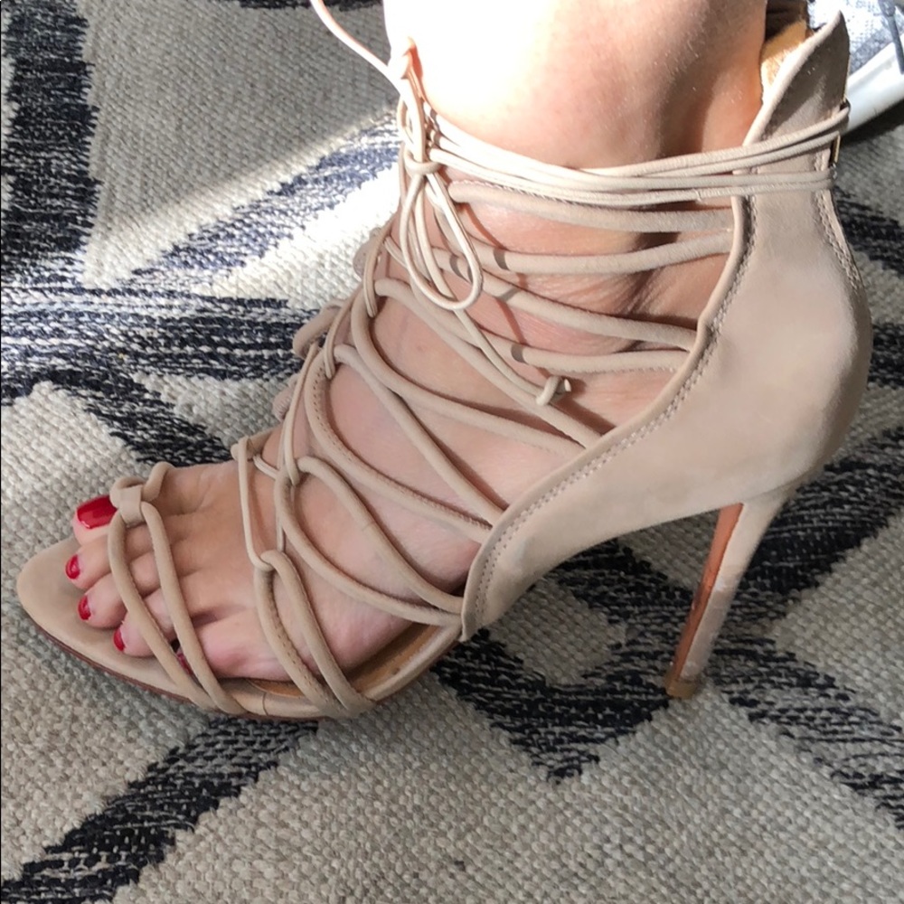 Schutz lace up nude stiletto